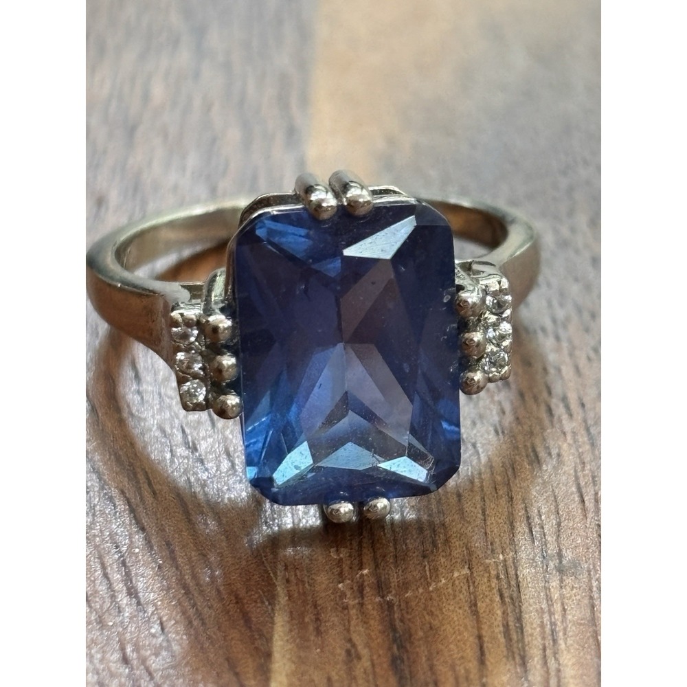 DK Blue Sapphire Ring 925 Sterling Silver Size 10